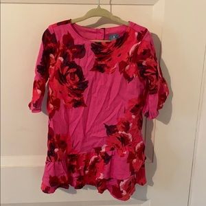 Pink with roses printed dress